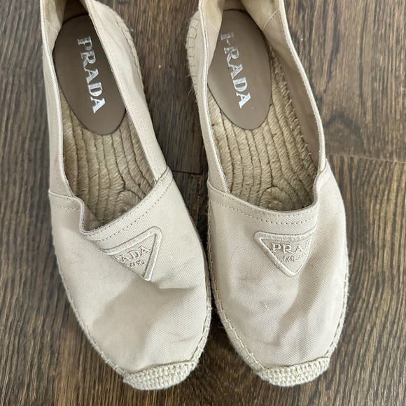 Nude Prada ballet loafers with canvas bottom material - Picture 2 of 7